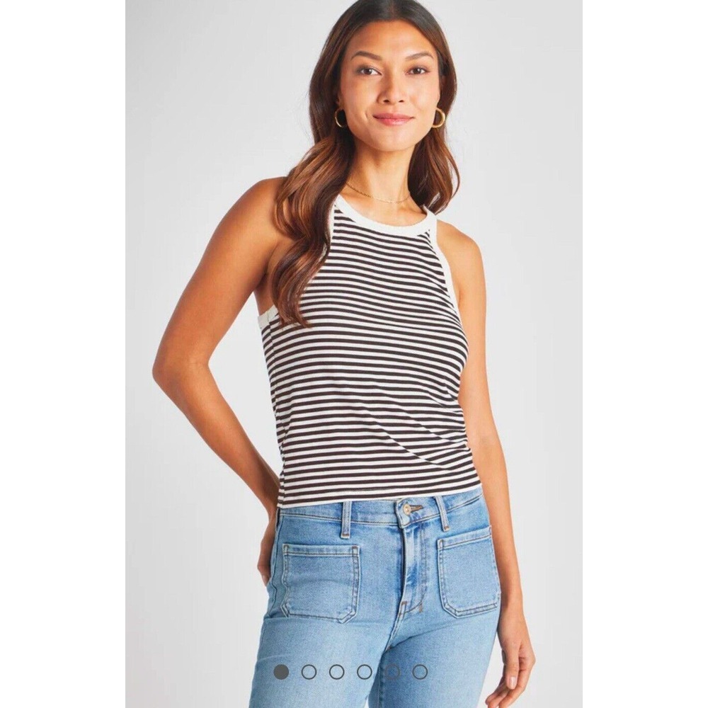 Splendid Candice Tank Top Women's XL Olive Stripe Linen Blend Racerback Pullover